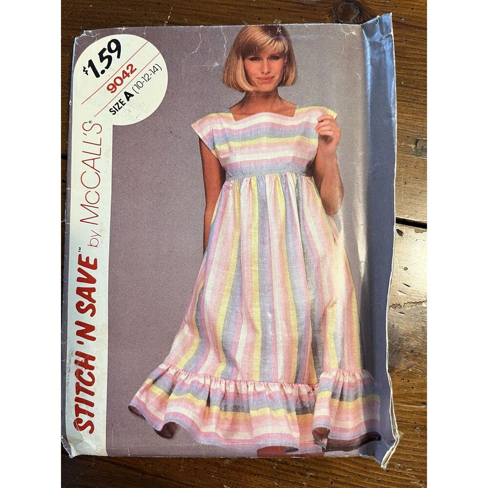 Vintage McCall’s Pattern 9042 Dress Size A 10 12 14 Uncut